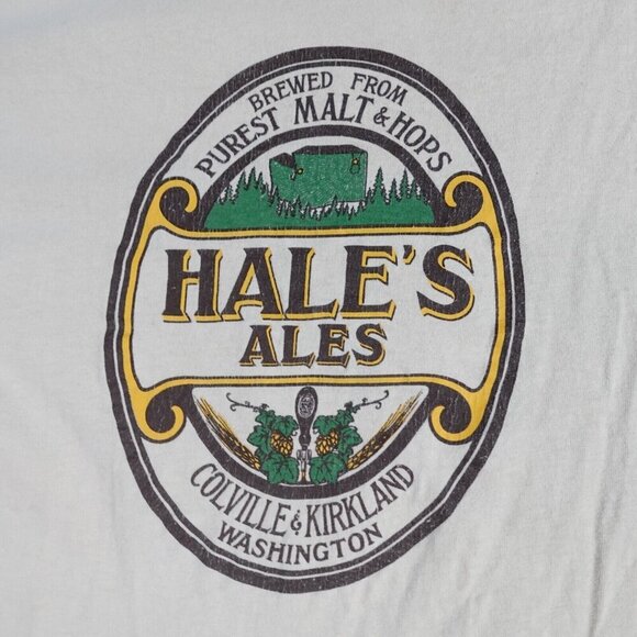 Hale's Ale Shirt Medium Beige Vintage Single Stitch Seattle Washington - Picture 1 of 9